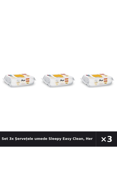 Sleepy Set 3x Șervețele umede Easy Clean, Herbal Soap Additive, multisuprafeț...