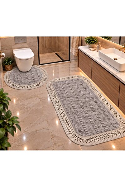 Öz-Tex Home Peluş Banyo Paspası Takımı 2’li Premium Kaymaz Taban 110x70 & 70x55