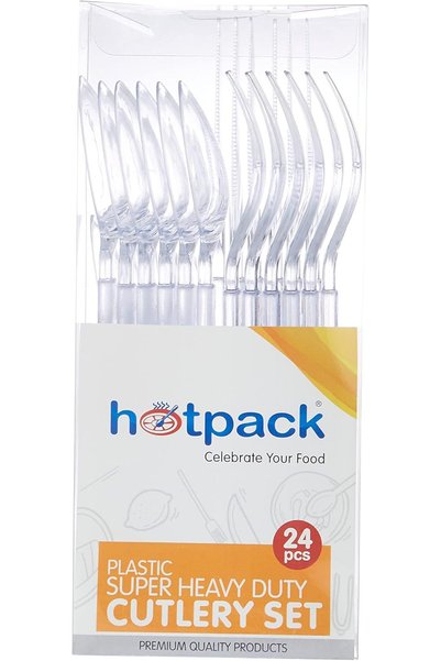 Hotpack Plastic Super Heavy Duty Blue Cutlery, 24 Pieces