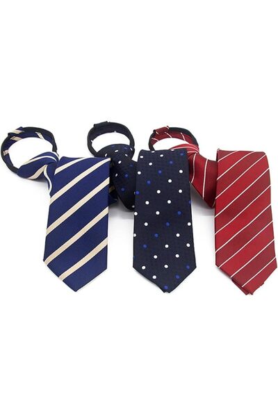 Generic Men's Zipper Neck Ties, 38 x 6 cm, Striped and Polka Dot Pattern, Set...