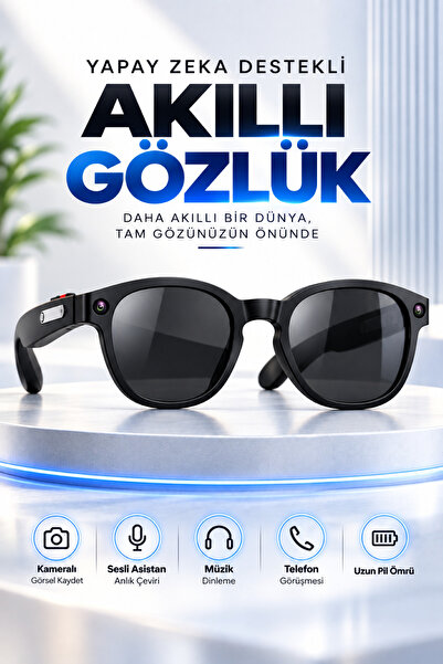 RAYLAX Yapay Zeka Destekli Akıllı Güneş Gözlüğü 8 MP Kamera 1080P Video Kayıt...