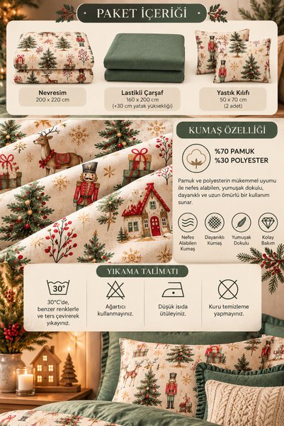 MyStory Home Lastikli Çarşaflı Çift Kişilik Nevresim Takımı Kurşun Asker Yeşil