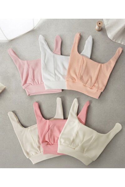 Baby Bakkal 6 Pieces of Double Layer Combed Fabric Baby Hats (0-3) Months