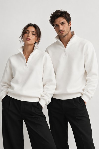 DI LORIA Sevgili Kombini 2-Piece Women's & Men's White Sweatshirt