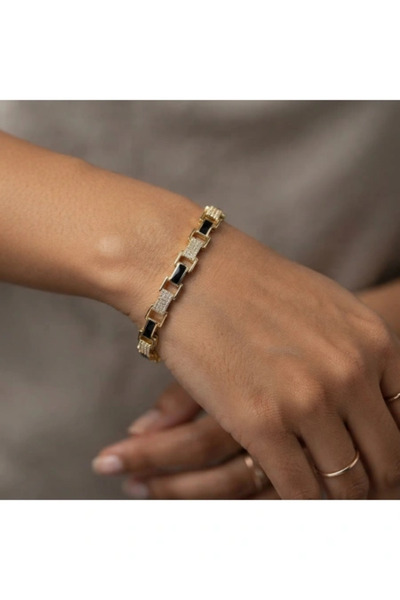 Rostil Efect Elegant Stainless Steel Bracelet Plated with Gold, with Enamel a...