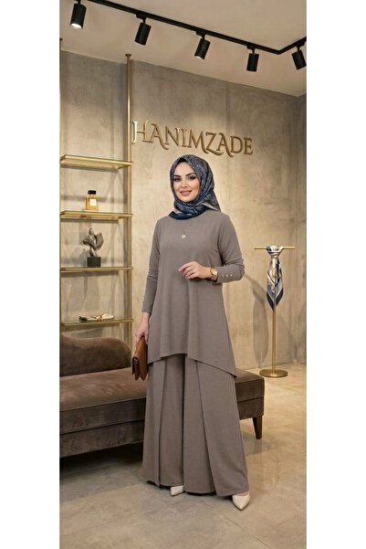 Kado/Soff pike kumaş Tesettür Etekli pantolonlu takım