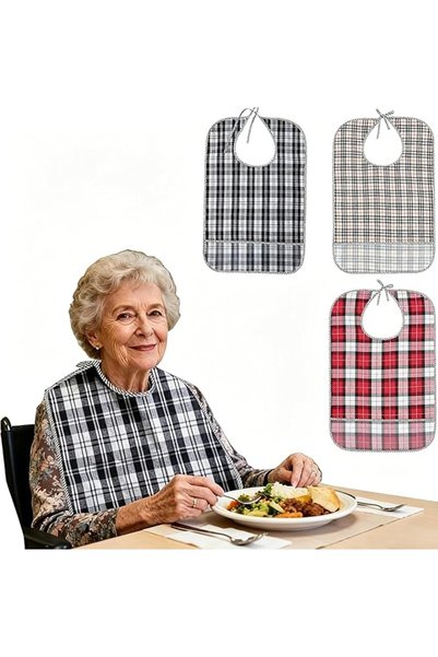 Tazweeq 3 قطع من مرايل الكبار لكبار السن، مرايل قابلة للغسل وإعادة الاستخدام ...