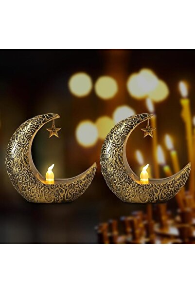 Yelajoy 2PCS Mini Ramadan Moon Light for Ramadan Decorations, Black Moon Star...