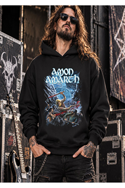 BUTSHIRT ‘Amon Amarth‘ Baskılı Unisex Kapüşonlu DAR Kesim Sweatshirt