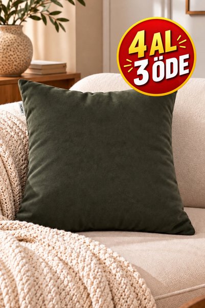 Modamina Lüks Kadife Dokulu Düz Renk Kırlent Kılıfı 42x42 cm | 1 Adet Yumuşak...