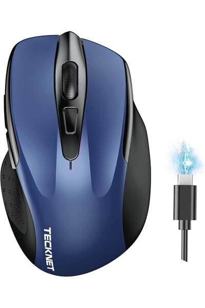TECKNET ماوس لاسلكي (BT5.0/3.0 و 2.4G) قابل لإعادة الشحن بدقة 4800 نقطة في ال...
