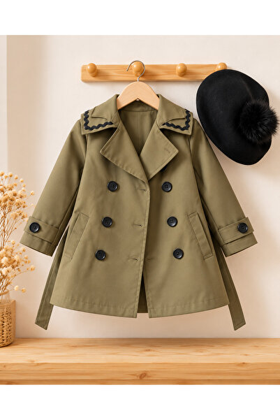 KOKOŞ BEBEK Girl's Trench Coat Cashmere Beret 2-Piece Set - Age 3/12 - 31944