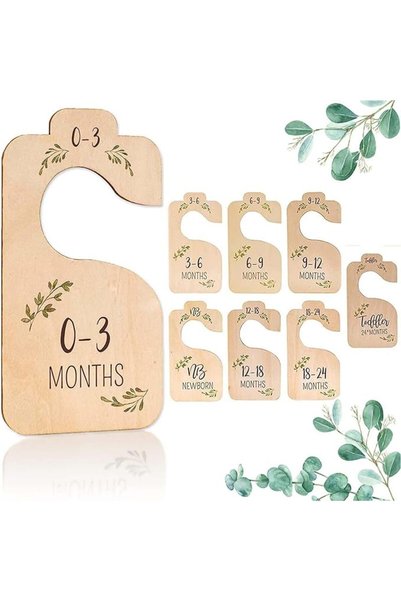 ALMEKAQUZ Baby Closet Dividers, 8 Wooden Double-Sided Hangers for Newborn to ...