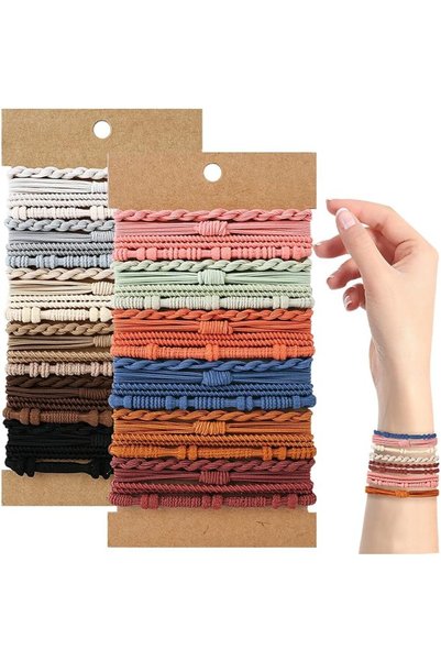 TERRIFI Elastic Hair Ties and Bracelets for Women and Girls, 48 Pieces Stretc...