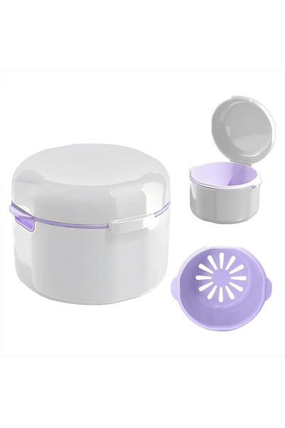 Yelajoy Denture Case - All-in-One Denture Cleaning Kit with Bath, Rinsing Bas...