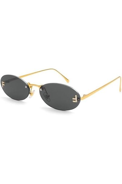 TERRIFI Trendy Y2K Oval Sunglasses Women Men Retro Rimless Small Diamond Frame | 90s Metal Designer Fashion