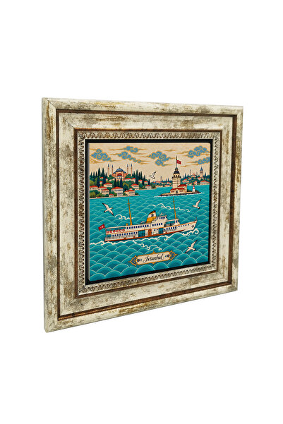 Sadrazam Istanbul i pejzaž Devojčiceve kule, slika od prirodnog kamena, 25x25...