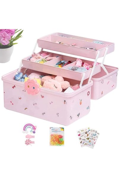 Generic Girl Hairpiece Storage Box Lightweight Waterproof 3-Layer Design