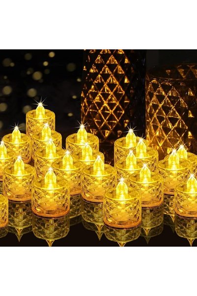 Yoawllty أضواء زينة رمضان، شموع رمضان، أضواء زخرفية بدون لهب وبدون دخان شفافة