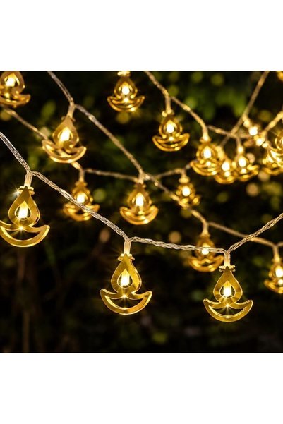 LCHYI أضواء دييا المضيئة، 3 أمتار، 20 مصباح LED أبيض دافئ، وضعان، تعمل بالبطا...