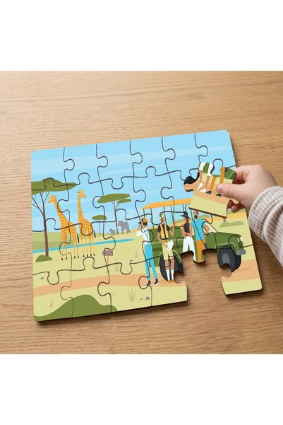 puntodizayn 24 Piece Wooden Children's Puzzle with Zoo Design Mpk0065