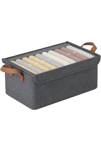 Generic Under Bed Storage Bag Foldable Fabric with Clear Top Lid, Gray
