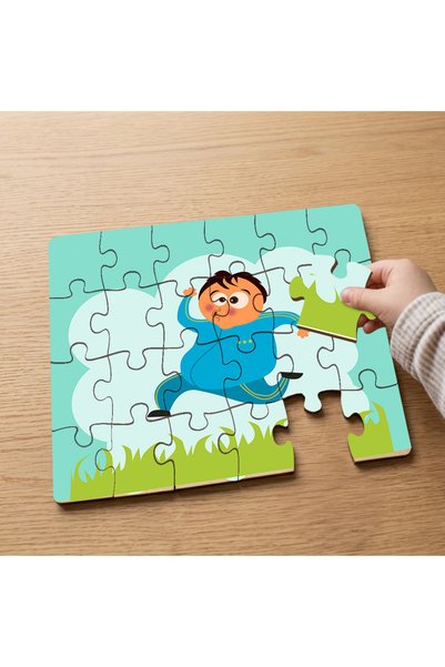 puntodizayn لغز خشبي للأطفال مكون من 24 قطعة بتصميم رياضي للأطفال MPK0825