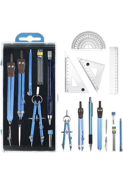 GENERAL 13 Pack Maths Geometry Set, Aluminum Alloy Ruler Set Geometry Compass...
