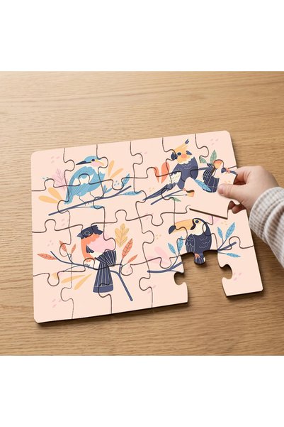 puntodizayn 24 Piece Wooden Children's Puzzle with Bird Species Design Mpk0625