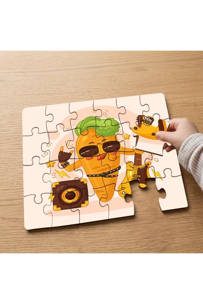 puntodizayn 24 Piece Wooden Children's Puzzle with Carrot Design Playing Guit...