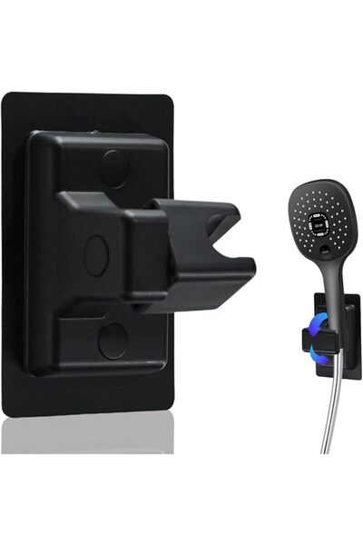 Yelajoy Black Shower Head Holder, Adjustable 360° No Drill Adhesive Showerhea...