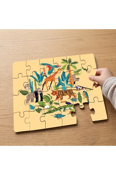 puntodizayn Safari Wild Animals Design 24 Piece Wooden Children's Puzzle Mpk0791