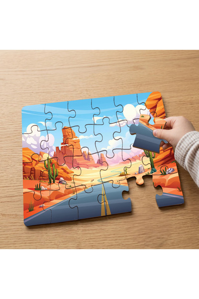 puntodizayn 24 Piece Wooden Children's Puzzle with Long Road Design in the De...