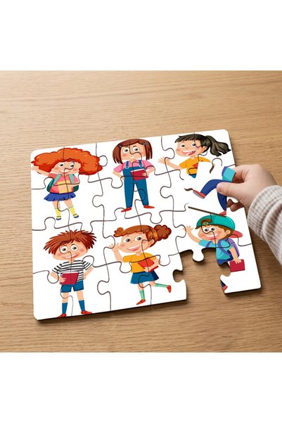 puntodizayn 24 Piece Wooden Children's Puzzle with Design for Hardworking Stu...