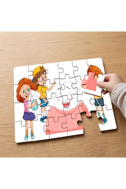 puntodizayn لغز خشبي للأطفال مكون من 24 قطعة بتصميم طبيب الأسنان للأطفال MPK0236