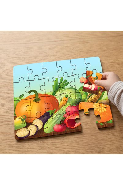 puntodizayn Let's Get to Know Vegetables Designed 24 Piece Wooden Children's ...