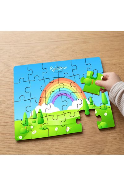 puntodizayn Rainbow - 24 Piece Wooden Children's Puzzle with Rainbow Design M...