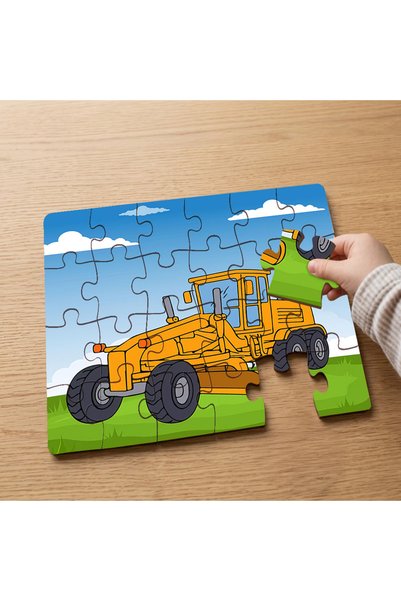 puntodizayn 24 Piece Wooden Children's Puzzle with Orange Tractor Design Mpk1216