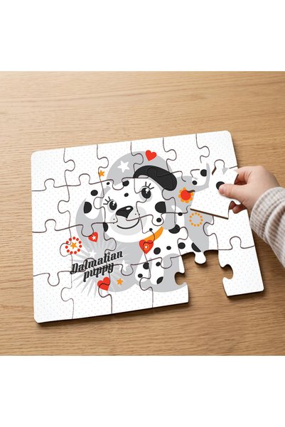puntodizayn لغز خشبي للأطفال مكون من 24 قطعة بتصميم كلب دلماسي صغير MPK0033