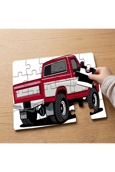 puntodizayn لغز خشبي للأطفال مكون من 24 قطعة بتصميم شاحنة حمراء MPK0895
