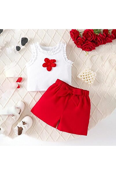 GENERAL Toddler Baby Girl Summer Outfits Sleeveless Ribbed Lapel Tank Top Floral Shorts Infant 2 Piece Cloth