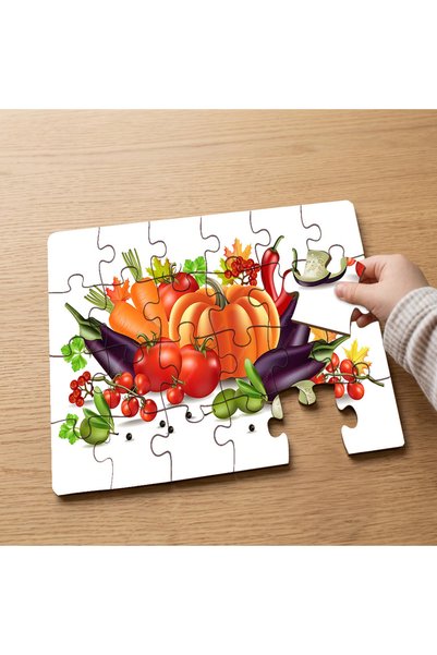 puntodizayn Let's Get to Know Vegetables Designed 24 Piece Wooden Children's ...