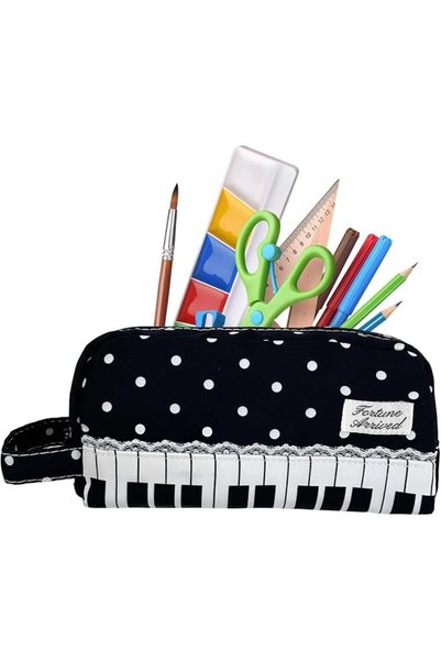 Generic Pencil Case Cute Retro Aesthetic Piano Key Design Storage Container