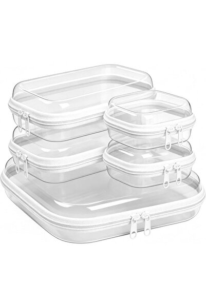 CANIPHA 5Pcs Clear Hard Zipper Bag Diaper Pouches Organizer, Storage Box for ...