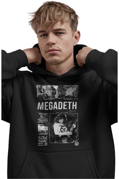SEVBANO Hanorac premium oversize unisex cu imprimeu frontal Megadeth Rock Met...