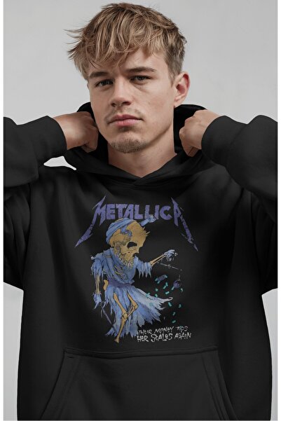 SEVBANO Hanorac premium oversize unisex cu imprimeu frontal Metallica Rock Me...