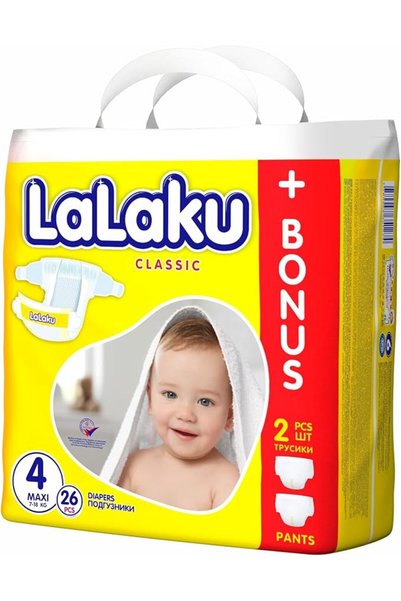 Lalaku Disposable Baby Diapers Giga Mini Pack 26-Pieces, Size 4