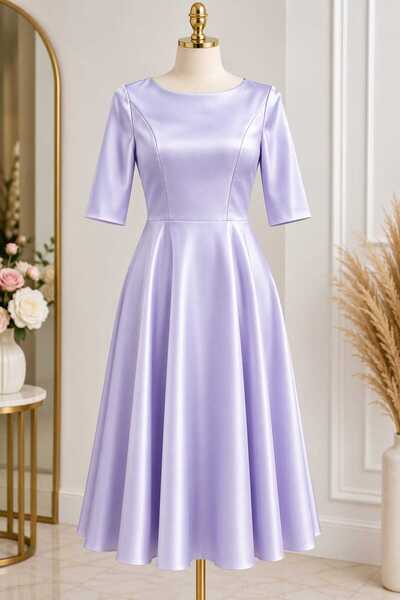 iTin Rochie eleganta din tafta, croi amplu, Lila, marimea L