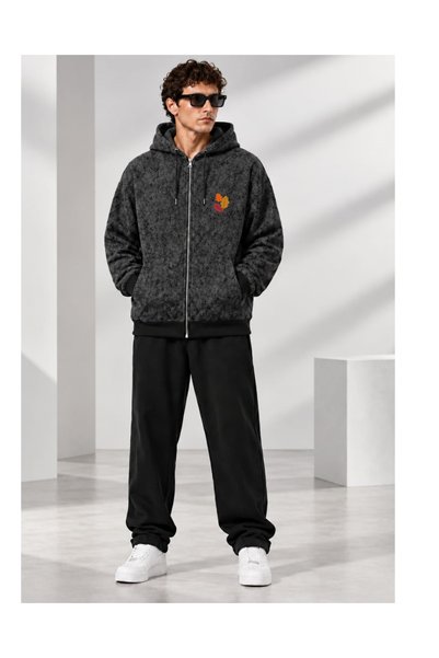FATOOM STILE Men's Patterned Zippered Hooded Sweatshirt Jacket with Pockets, ...
