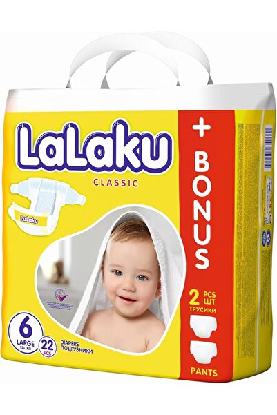 Lalaku Disposable Baby Diapers Giga Mini Pack 22-Pieces, Size 6